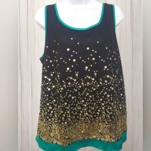Women's Black and Gold Sequin Top